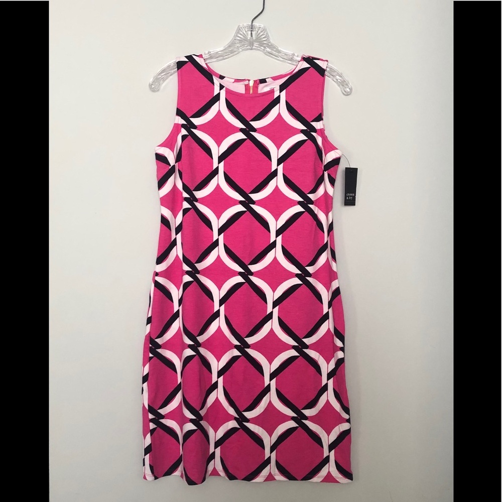 crown & ivy Pink Geometric Sleeveless Shift Dress
